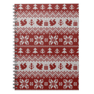 Knitted Christmas vintage seamless decorative patt Notebook