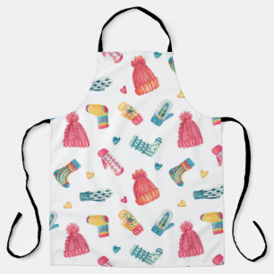 Knitted Clothes Watercolor: Colourful Winter Seaml Apron
