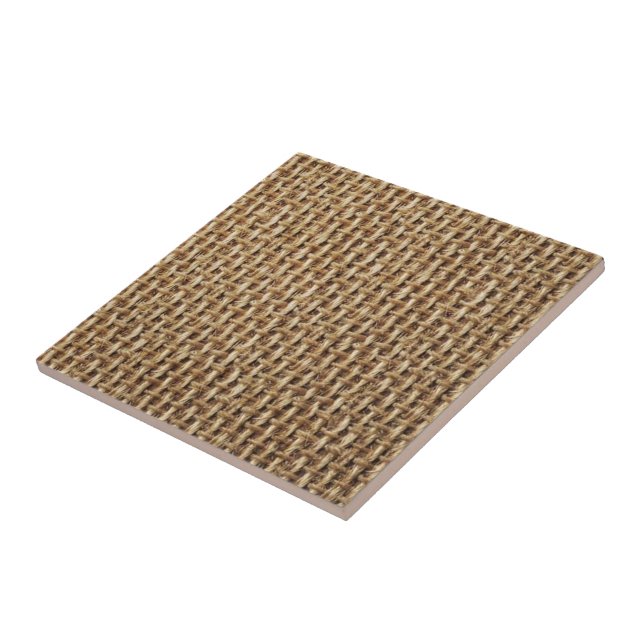 Knitted Cotton Fabric Ceramic Tile - Beige (Side)
