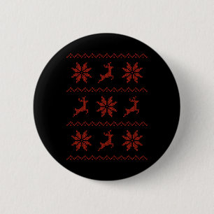 Knitted Effect Christmas - Festive Knit 6 Cm Round Badge