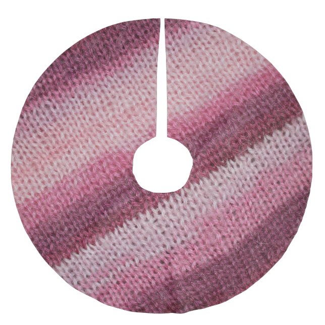 Knitted fabric texture, purple-pink abstract. brushed polyester tree skirt (Front)