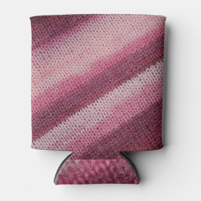 Knitted fabric texture, purple-pink abstract. can cooler (Front)