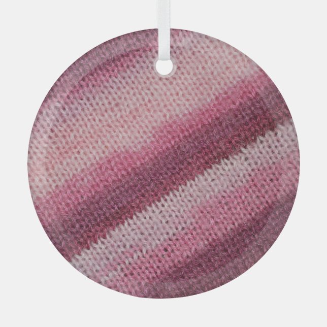 Knitted fabric texture, purple-pink abstract. glass tree decoration (Front)