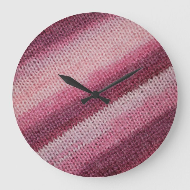 Knitted fabric texture, purple-pink abstract. large clock (Front)