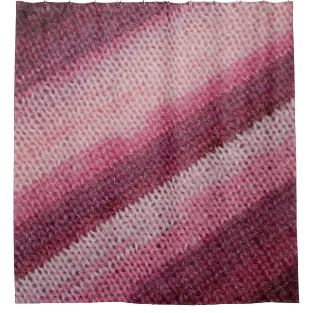 Knitted fabric texture, purple-pink abstract. shower curtain (Front)