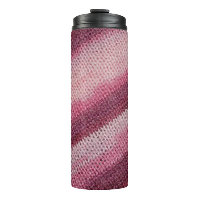 Knitted fabric texture, purple-pink abstract. thermal tumbler (Front)