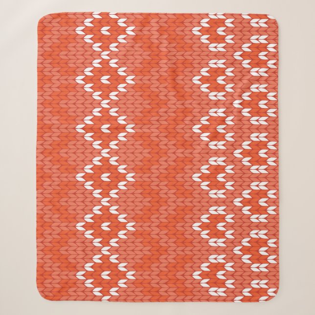 Knitted geometric, seamless pattern sherpa blanket (Front)