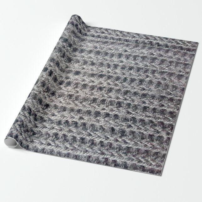 Knitted grey pattern wrapping paper (Unrolled)