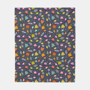 Knitted Hats and Mittens Dark Blue Winter Pattern Fleece Blanket