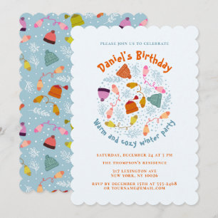 Knitted Hats and Mittens Winter Set Invitation