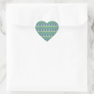 Knitted Holiday and Christmas Sweater Style Heart Sticker