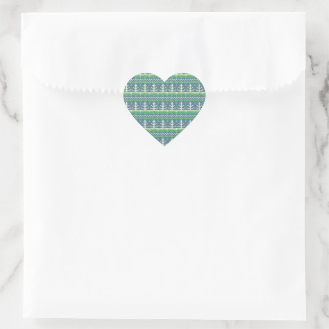 Knitted Holiday and Christmas Sweater Style Heart Sticker (Bag)