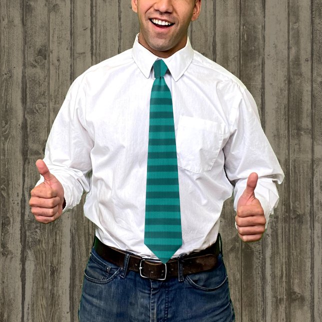 Knitted Look Teal Stripes novelty  Neck Tie (Creator Uploaded)