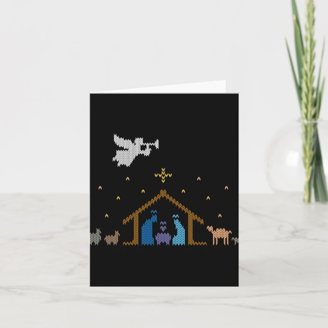 Knitted Nativity Christmas Sweater Christian Jesus Card (Front)