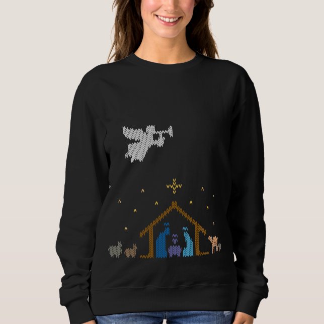 Knitted Nativity Ugly Christmas Sweater Christian (Front)
