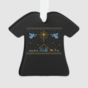 Knitted Nativity Ugly Christmas Sweater Religious Ornament