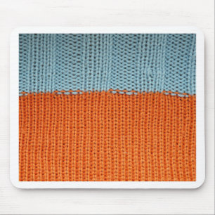 Knitted Orange and Teal Wool Mouse Mat