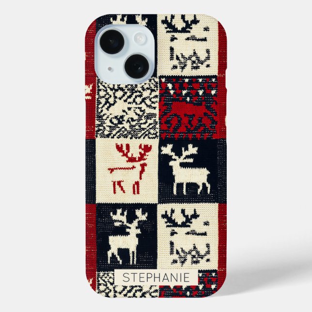 Knitted Patchwork Christmas Pattern | Rustic Case-Mate iPhone Case (Back)