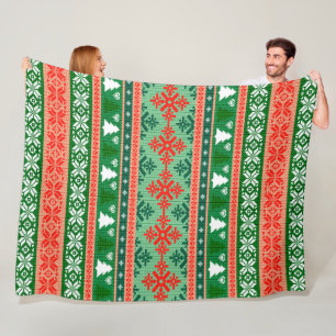 Knitted Pattern  Fleece Blanket