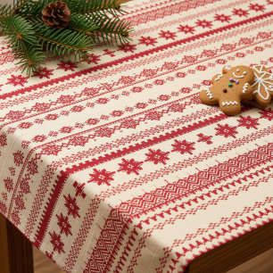 Knitted-Pattern look Nordic folk art style Tablecloth