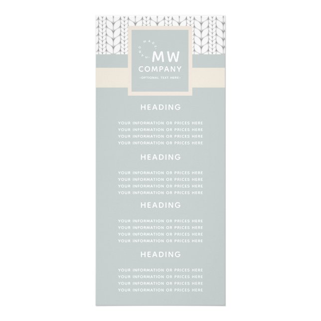 Knitted Pattern Modern Professional Hand Made Rack Card (Front)