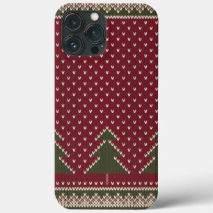 Knitted pattern with christmas trees iPhone 13 pro max case