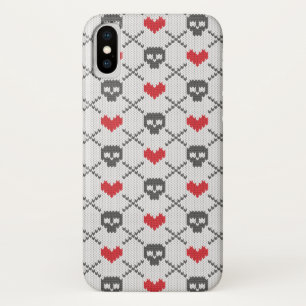 Knitted pattern with skulls iPhone x case