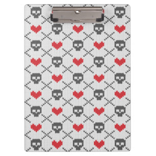 Knitted pattern with skulls clipboard