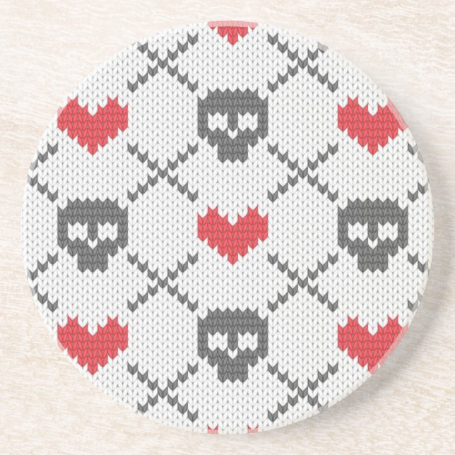 Knitted pattern with skulls coaster (Front)