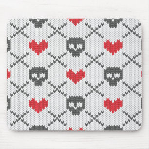 Knitted pattern with skulls mouse mat