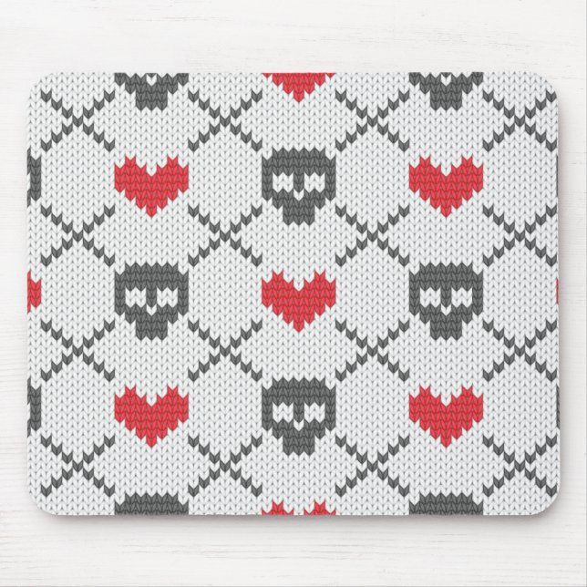 Knitted pattern with skulls mouse mat (Front)