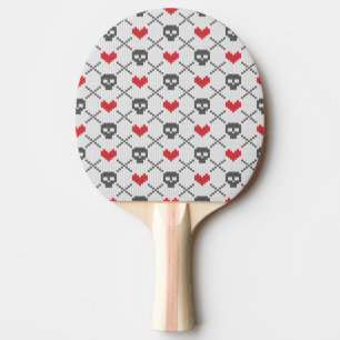 Knitted pattern with skulls ping pong paddle