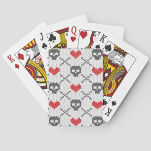 Knitted pattern with skulls playing cards