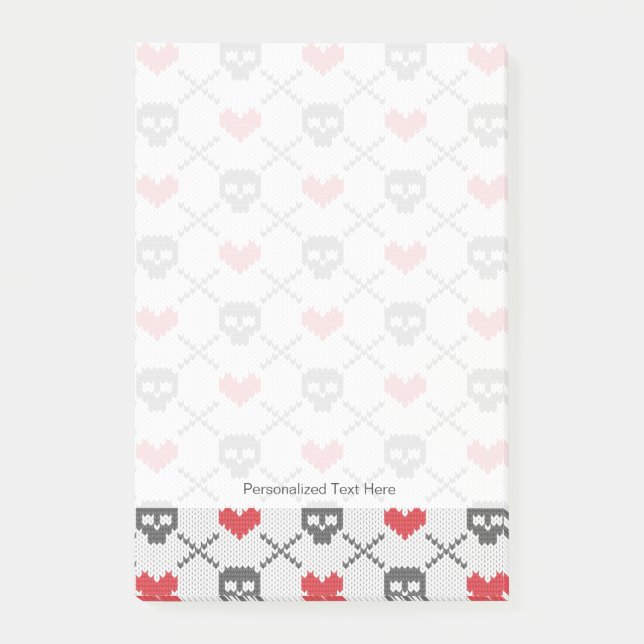 Knitted pattern with skulls post-it notes (Front)