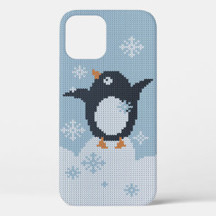 Knitted Penguin Snowflakes Winter Holidays iPhone 12 Case