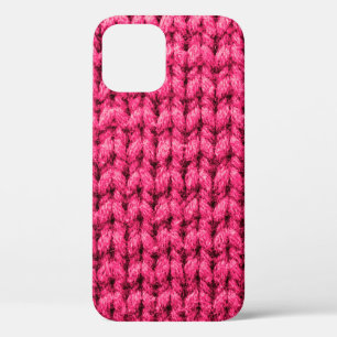 Knitted pink background. Yarn texture. Vertical kn iPhone 12 Case