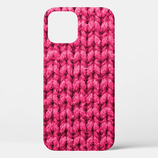 Knitted pink background. Yarn texture. Vertical kn Case-Mate iPhone Case (Back)