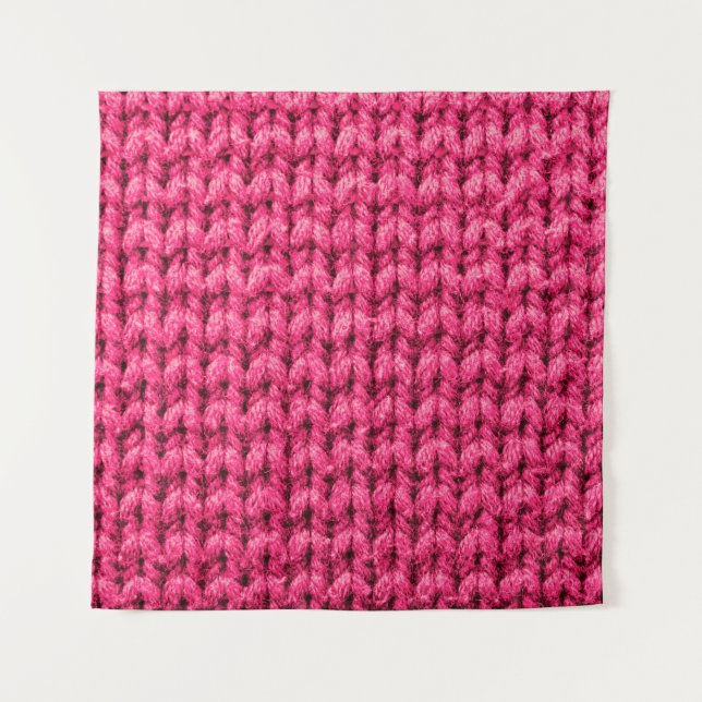 Knitted pink background. Yarn texture. Vertical kn Tapestry (Front)