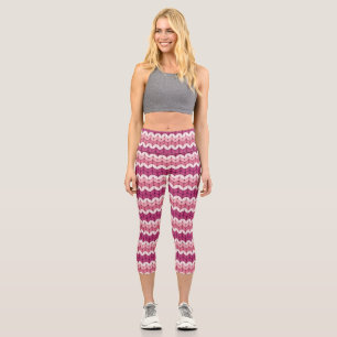 Knitted Pink Zig Zag Capri Leggings
