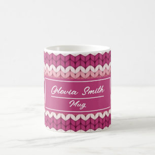 Knitted Pink Zig Zag Coffee Mug