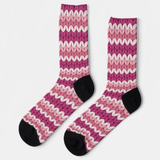 Knitted Pink Zig Zag Socks