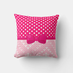 Knitted print and  polka dot  cushion