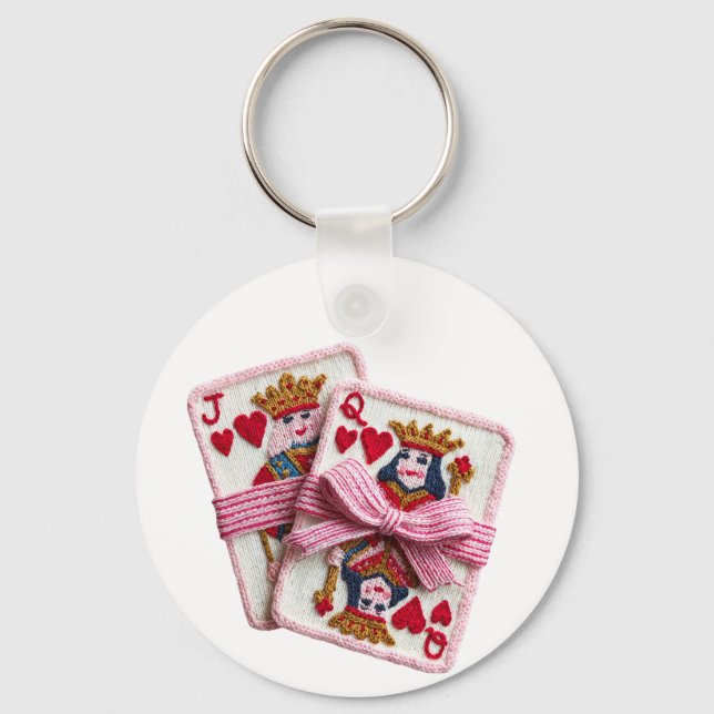 Knitted Queen of Hearts Valentine Self-Love Doll Key Ring (Front)