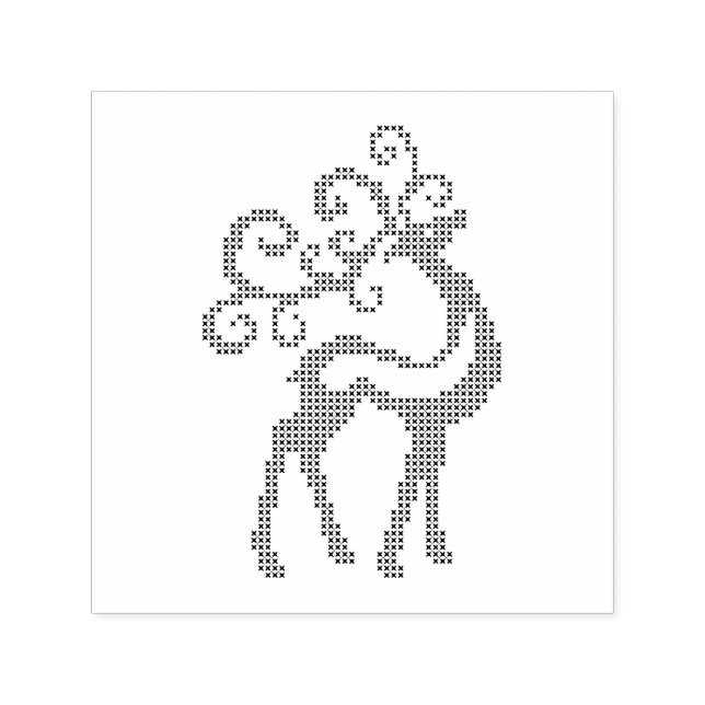 Knitted reindeer christmas design antlers self-inking stamp (Design)
