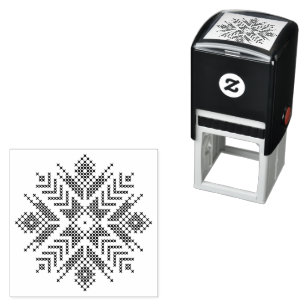 Knitted snowflake, christmas nordic snow self-inking stamp