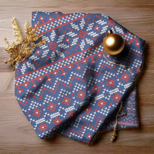 Knitted Stitch Pattern2 Navy/Red ID208 Fabric