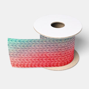 Knitted Stitches in Gradient Colors Satin Ribbon