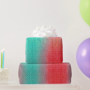 Knitted Stitches in Gradient Colors Wrapping Paper