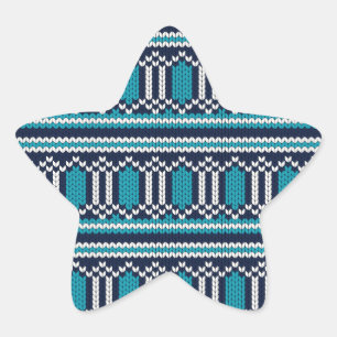 Knitted Sweater Style Christmas or Hanukkah Star Sticker