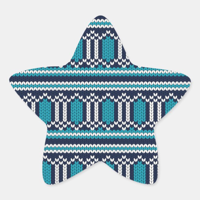 Knitted Sweater Style Christmas or Hanukkah Star Sticker (Front)